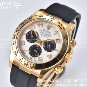 Rolex  Daytona 116509 Clean 1:1 Best Edition YG Case White Dial on Rubber Strap SA4130 V2 - Super Clone Watch | 1:1 Best Version