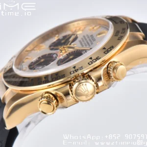Rolex  Daytona 116509 Clean 1:1 Best Edition YG Case White Dial on Rubber Strap SA4130 V2 - Super Clone Watch | 1:1 Best Version