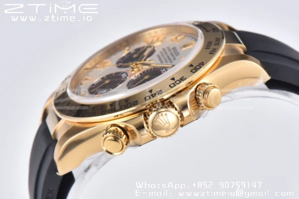 Rolex  Daytona 116509 Clean 1:1 Best Edition YG Case White Dial on Rubber Strap SA4130 V2 - Super Clone Watch | 1:1 Best Version
