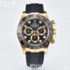Rolex Daytona 116518 YG Clean Factory 1:1 Best Edition Black Ceramic Bezel Black Diamonds Dial on Oysterflex Rubber Strap A4130 - Super Clone Watch | 1:1 Best Version