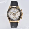 Rolex Daytona 116518 YG Clean Factory 1:1 Best Edition Black Ceramic Bezel White Stick Dial on Oysterflex Rubber Strap A4130 V2 - Super Clone Watch | 1:1 Best Version