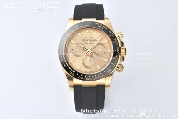 Rolex Daytona 116518 YG Clean Factory 1:1 Best Edition YG Dial on Oysterflex Strap A4130 v2 - Super Clone Watch | 1:1 Best Version