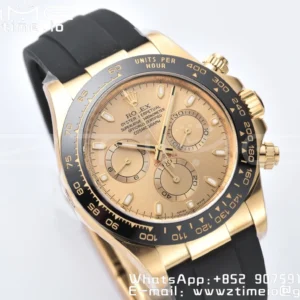 Rolex Daytona 116518 YG Clean Factory 1:1 Best Edition YG Dial on Oysterflex Strap A4130 v2 - Super Clone Watch | 1:1 Best Version
