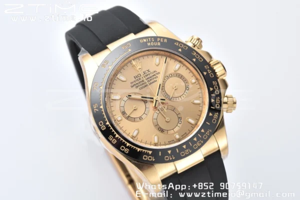 Rolex Daytona 116518 YG Clean Factory 1:1 Best Edition YG Dial on Oysterflex Strap A4130 v2 - Super Clone Watch | 1:1 Best Version