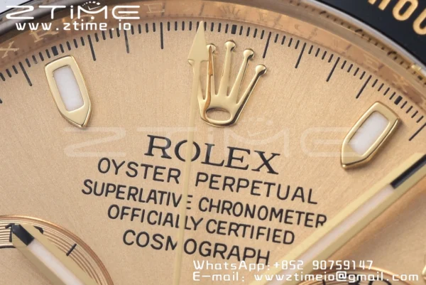 Rolex Daytona 116518 YG Clean Factory 1:1 Best Edition YG Dial on Oysterflex Strap A4130 v2 - Super Clone Watch | 1:1 Best Version