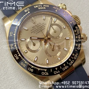 Rolex Daytona 116518 YG Clean Factory 1:1 Best Edition YG Dial on Oysterflex Strap A4130 v2 - Super Clone Watch | 1:1 Best Version