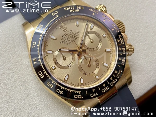 Rolex Daytona 116518 YG Clean Factory 1:1 Best Edition YG Dial on Oysterflex Strap A4130 v2 - Super Clone Watch | 1:1 Best Version