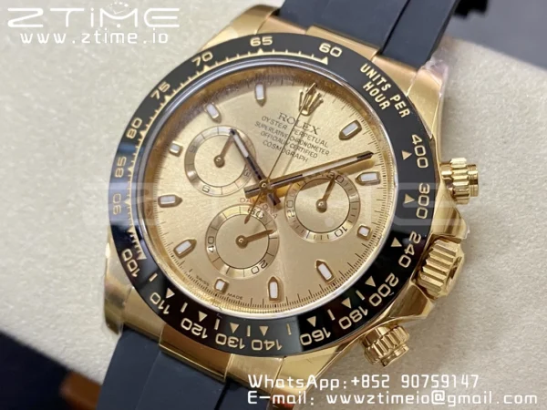 Rolex Daytona 116518 YG Clean Factory 1:1 Best Edition YG Dial on Oysterflex Strap A4130 v2 - Super Clone Watch | 1:1 Best Version