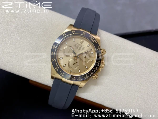 Rolex Daytona 116518 YG Clean Factory 1:1 Best Edition YG Dial on Oysterflex Strap A4130 v2 - Super Clone Watch | 1:1 Best Version