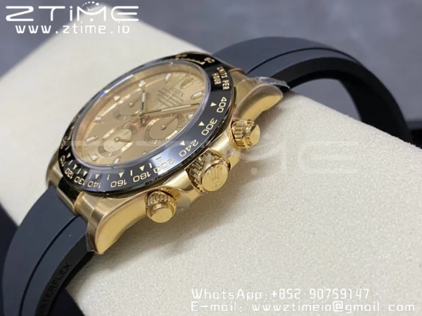 Rolex Daytona 116518 YG Clean Factory 1:1 Best Edition YG Dial on Oysterflex Strap A4130 v2 - Super Clone Watch | 1:1 Best Version