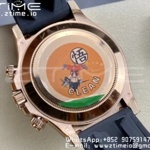 Rolex Daytona 116515 RG Clean Factory 1:1 Best Edition Lunetta in ceramica nera Quadrante nero a bastoni su cinturino in gomma Oysterflex A4130 v2 - Orologio Super Clone | 1:1 Best Version