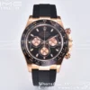 Rolex Daytona 116515 RG Clean Factory 1:1 Best Edition Black Ceramic Bezel Black Stick Dial on Oysterflex Rubber Strap A4130 v2 - Super Clone Watch | 1:1 Best Version