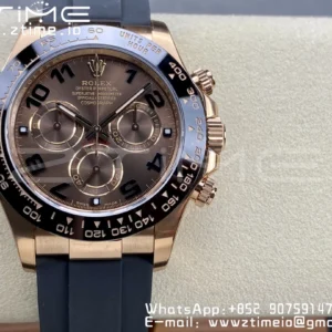 Rolex Daytona 116515 RG Clean Factory 1:1 Best Edition Μαύρο Κεραμικό Κορνίζα Brown Dial Numeral Marker on Oysterflex Rubber Strap A4130 V2 - Super Clone Watch | 1:1 Best Version