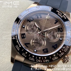 Rolex Daytona 116515 RG Clean Factory 1:1 Best Edition Μαύρο Κεραμικό Κορνίζα Brown Dial Numeral Marker on Oysterflex Rubber Strap A4130 V2 - Super Clone Watch | 1:1 Best Version