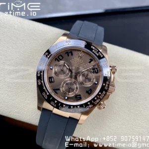 Rolex Daytona 116515 RG Clean Factory 1:1 Best Edition Μαύρο Κεραμικό Κορνίζα Brown Dial Numeral Marker on Oysterflex Rubber Strap A4130 V2 - Super Clone Watch | 1:1 Best Version