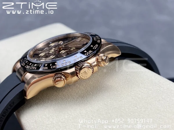 Rolex Daytona 116515 RG Clean Factory 1:1 Best Edition Μαύρο Κεραμικό Κορνίζα Brown Dial Numeral Marker on Oysterflex Rubber Strap A4130 V2 - Super Clone Watch | 1:1 Best Version