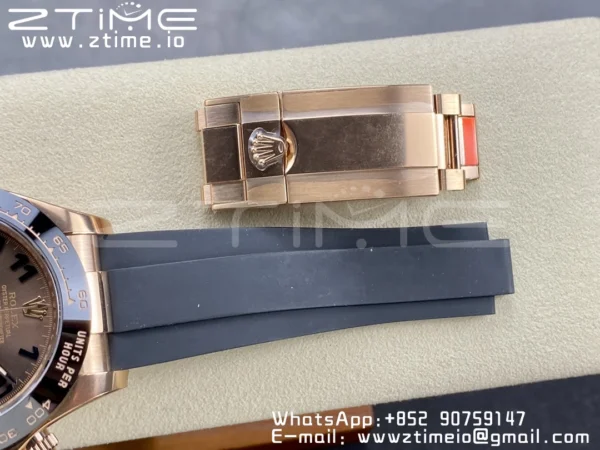 Rolex Daytona 116515 RG Clean Factory 1:1 Best Edition Μαύρο Κεραμικό Κορνίζα Brown Dial Numeral Marker on Oysterflex Rubber Strap A4130 V2 - Super Clone Watch | 1:1 Best Version