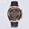 Rolex Daytona 116515 RG Clean Factory 1:1 Best Edition Black Ceramic Bezel Brown Dial Numeral Marker on Oysterflex Rubber Strap A4130 V2 - Super Clone Watch | 1:1 Best Version
