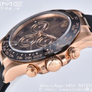 Rolex Daytona 116515 RG Clean Factory 1:1 Best Edition Μαύρο Κεραμικό Κορνίζα Brown Dial Numeral Marker on Oysterflex Rubber Strap A4130 V2 - Super Clone Watch | 1:1 Best Version