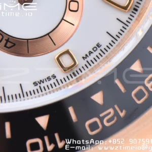 Rolex Daytona 116518 YG Clean Factory 1:1 Best Edition Black Ceramic Bezel White Stick Dial on Oysterflex Rubber Strap A4130 V2 - Super Clone Watch | 1:1 Best Version