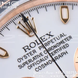 Rolex Daytona 116518 YG Clean Factory 1:1 Best Edition Black Ceramic Bezel White Stick Dial on Oysterflex Rubber Strap A4130 V2 - Super Clone Watch | 1:1 Best Version