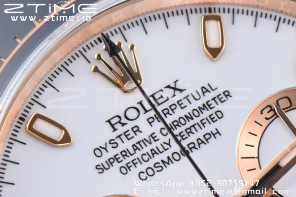 Rolex Daytona 116518 YG Clean Factory 1:1 Best Edition Black Ceramic Bezel White Stick Dial on Oysterflex Rubber Strap A4130 V2 - Super Clone Watch | 1:1 Best Version
