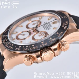 Rolex Daytona 116518 YG Clean Factory 1:1 Best Edition Black Ceramic Bezel White Stick Dial on Oysterflex Rubber Strap A4130 V2 - Super Clone Watch | 1:1 Best Version