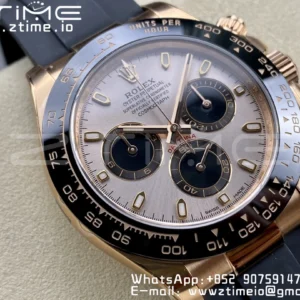 Rolex Daytona 116515 1:1 Best Edition Clean Factory Black Ceramic Bezel RG Stick Dial on Oysterflex Rubber Strap A4130 V2 - Super Clone Watch | 1:1 Best Version