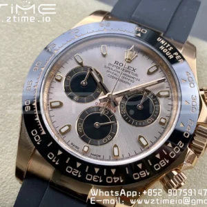 Rolex Daytona 116515 1:1 Best Edition Clean Factory Black Ceramic Bezel RG Stick Dial on Oysterflex Rubber Strap A4130 V2 - Super Clone Watch | 1:1 Best Version