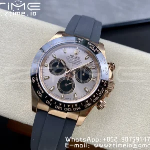 Rolex Daytona 116515 1:1 Best Edition Clean Factory Black Ceramic Bezel RG Stick Dial on Oysterflex Rubber Strap A4130 V2 - Super Clone Watch | 1:1 Best Version