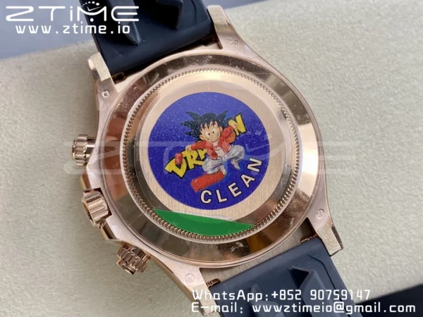 Rolex Daytona 116515 RG Clean Factory 1:1 Best Edition Black Ceramic Bezel RG Dial Black/White Stick on Oysterflex Rubber Strap A4130 V2 - Super Clone Watch | 1:1 Best Version