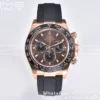 Rolex Daytona 116515 RG Clean Factory 1:1 Best Edition Black Ceramic Bezel Brown Stick Dial on Oysterflex Rubber Strap A4130 V2 - Super Clone Watch | 1:1 Best Version