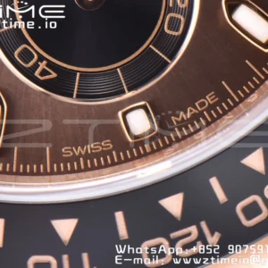 Rolex Daytona 116515 RG Clean Factory 1:1 Best Edition Black Ceramic Bezel Brown Stick Dial on Oysterflex Rubber Strap A4130 V2 - Super Clone Watch | 1:1 Best Version