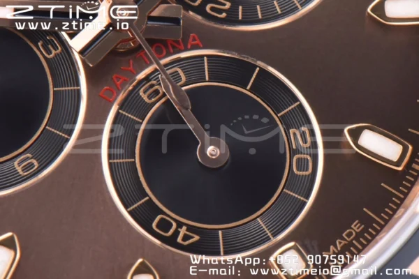Rolex Daytona 116515 RG Clean Factory 1:1 Best Edition Black Ceramic Bezel Brown Stick Dial on Oysterflex Rubber Strap A4130 V2 - Super Clone Watch | 1:1 Best Version