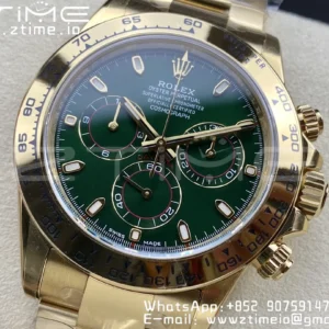 Rolex Daytona 116508 Clean Factory 1:1 Best Edition 904L Steel Green Dial on YG Bracelet SA4130 v2 - Super Clone Watch | 1:1 Best Version