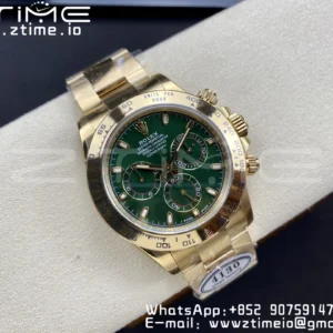 Rolex Daytona 116508 Clean Factory 1:1 Best Edition 904L Steel Green Dial on YG Bracelet SA4130 v2 - Super Clone Watch | 1:1 Best Version
