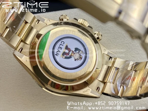 Rolex Daytona 116508 Clean Factory 1:1 Best Edition 904L Steel Green Dial on YG Bracelet SA4130 v2 - Super Clone Watch | 1:1 Best Version