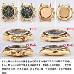 Rolex Daytona 116508 Clean Factory 1:1 Best Edition 904L Steel Green Dial on YG Bracelet SA4130 v2 - Super Clone Watch | 1:1 Best Version
