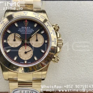 Rolex Daytona 116508 Clean Factory 1:1 Best Edition 904L Steel Black/YG Dial on YG Bracelet SA4130 v2 - Super Clone Watch | 1:1 Best Version