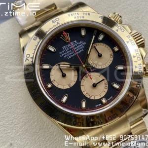 Rolex Daytona 116508 Clean Factory 1:1 Best Edition 904L Steel Black/YG Dial on YG Bracelet SA4130 v2 - Super Clone Watch | 1:1 Best Version