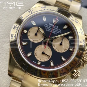 Rolex Daytona 116508 Clean Factory 1:1 Best Edition 904L Steel Black/YG Dial on YG Bracelet SA4130 v2 - Super Clone Watch | 1:1 Best Version