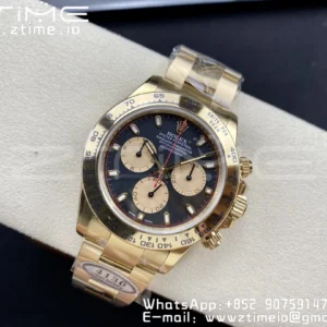 Rolex Daytona 116508 Clean Factory 1:1 Best Edition 904L Steel Black/YG Dial on YG Bracelet SA4130 v2 - Super Clone Watch | 1:1 Best Version
