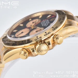 Rolex Daytona 116508 Clean Factory 1:1 Best Edition 904L Steel Black/YG Dial on YG Bracelet SA4130 v2 - Super Clone Watch | 1:1 Best Version
