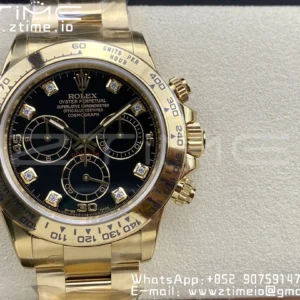 Rolex Daytona 116508 Clean Factory 1:1 Best Edition 904L Quadrante Nero Acciaio su Bracciale YG SA4130 v2 - Orologio Super Clone | 1:1 Best Version