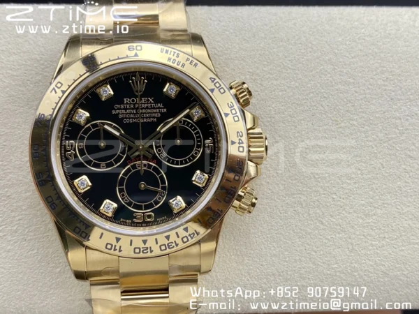 Rolex Daytona 116508 Clean Factory 1:1 Best Edition 904L Quadrante Nero Acciaio su Bracciale YG SA4130 v2 - Orologio Super Clone | 1:1 Best Version