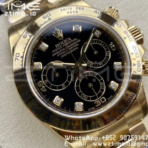 Rolex Daytona 116508 Clean Factory 1:1 Best Edition 904L Quadrante Nero Acciaio su Bracciale YG SA4130 v2 - Orologio Super Clone | 1:1 Best Version