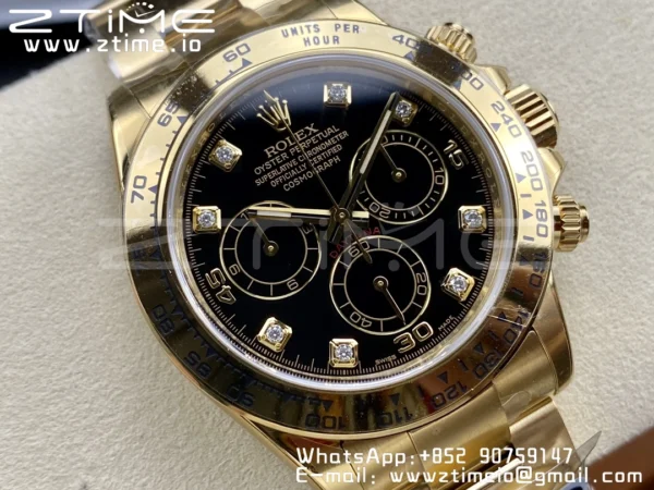 Rolex Daytona 116508 Clean Factory 1:1 Best Edition 904L Quadrante Nero Acciaio su Bracciale YG SA4130 v2 - Orologio Super Clone | 1:1 Best Version