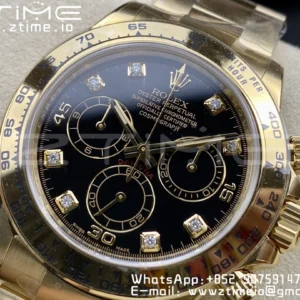 Rolex Daytona 116508 Clean Factory 1:1 Best Edition 904L Quadrante Nero Acciaio su Bracciale YG SA4130 v2 - Orologio Super Clone | 1:1 Best Version