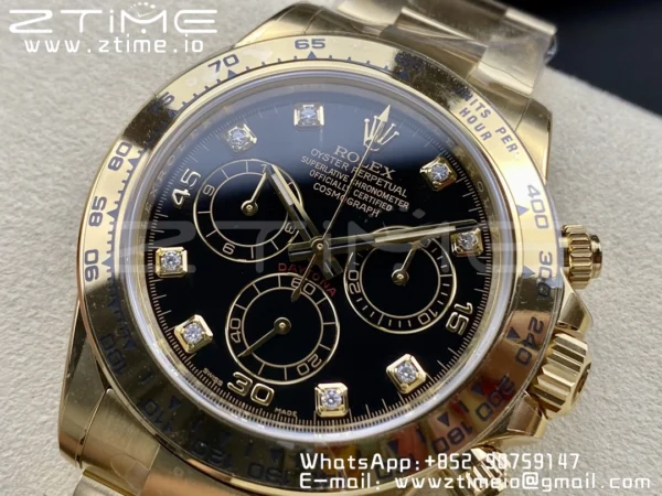 Rolex Daytona 116508 Clean Factory 1:1 Best Edition 904L Quadrante Nero Acciaio su Bracciale YG SA4130 v2 - Orologio Super Clone | 1:1 Best Version
