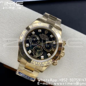 Rolex Daytona 116508 Clean Factory 1:1 Best Edition 904L Quadrante Nero Acciaio su Bracciale YG SA4130 v2 - Orologio Super Clone | 1:1 Best Version